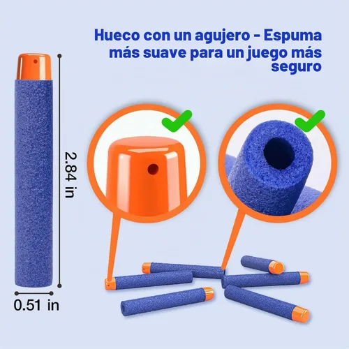 Vista 2 de Amosting, Dardos de Relleno, 100 Balas Ammo, Paquete para Nerf N Strike Serie Elite, Color Azul.