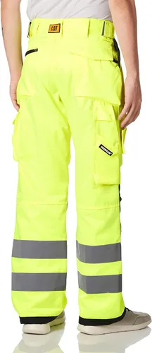 Vista 3 de Cat Mens Hi Vis Trademark Work Pants Made from Tough Canvas Fabric with Cargo Space Class 2