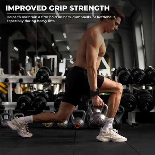 Vista 6 de Weight Lifting Grips with Wrist Straps - Non Slip Lifting Straps for Weightlifting, Deadlifting, Powerlifting and Pull Ups, Padded Weight Lifting