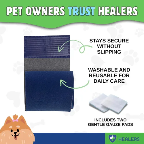 Vista 7 de Healers PetCare - Envoltura para patas de perro con inserto de gasa, pequeño, 18 pulgadas Elastic support wrap, square gauze insert included