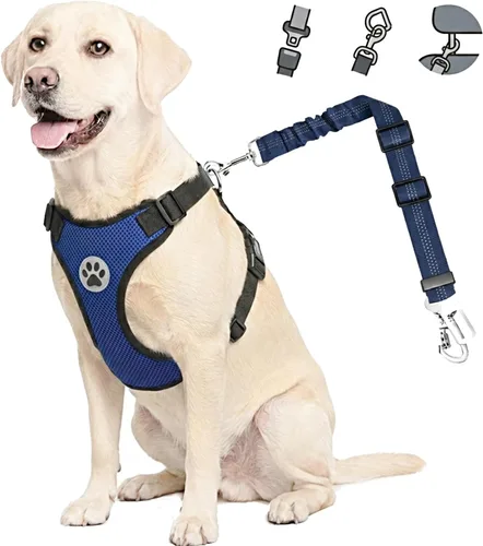 Vista 17 de Lukovee Cinturón de seguridad para perro para el coche, arnés de coche ajustable para perros grandes, medianos y pequeños, cinturón de seguridad