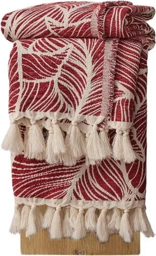 Vista 11 de DOWN HOME Manta de algodón de felpilla para sofá, manta bohemia ligera para cama, sofá, silla, sala de estar, exterior, manta decorativa de tejido