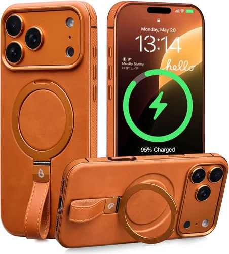 Vista 37 de Butaiga Funda para iPhone 12 Pro Max con correa de cuero, soporte de anillo Negro