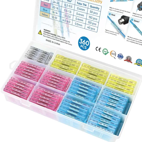 Vista 20 de TICONN Kit de conectores a tope termorretráctiles de 60 piezas, empalme a tope AWG 14 – 12, terminales de crimpado de cables eléctricos marinos