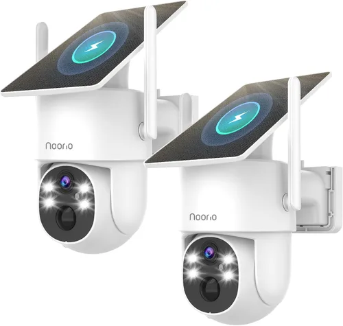 Vista 10 de Noorio Cámara de seguridad solar 2K inalámbrica para exteriores, inclinación panorámica de 360°, WiFi 6 de doble banda 2.4/5GHz, visión nocturna a