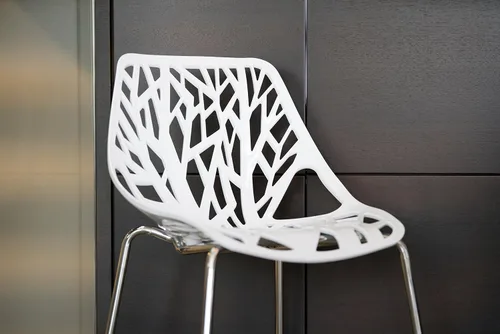 Vista 10 de Sillas de comedor de plástico acrílico de abedul (juego de 4 unidades), Plástico, metal, Blanco