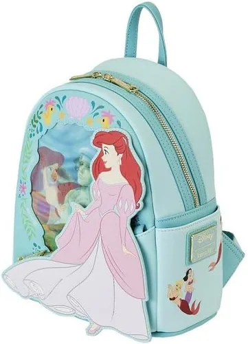 Vista 4 de Loungefly Disney La Sirenita Ariel Princess Lenticular Mini Mochila, verde azulado, Moderno