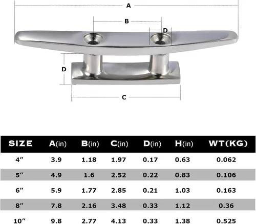 Vista 6 de CHANGE MOORE Boat Cleat Open Base Boat Cleat, Dock Cleats 4 inch Dock Cleat 316 Stainless Steel Boat Mooring Accessories, Include Installation