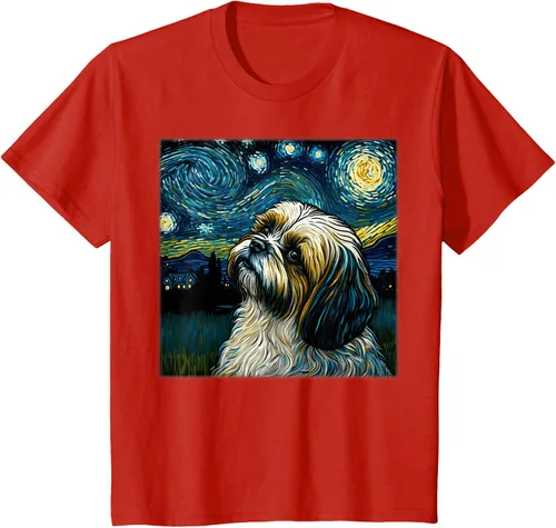 Vista 50 de Camiseta Surrealism Starry Night Shih Tzu Dog