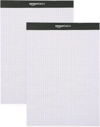 Vista 5 de Amazon Basics Bloc de papel cuadriculado de cuatro rayas, paquete de 2, 8.5 x 11.75 pulgadas, 100 hojas/bloc, color blanco