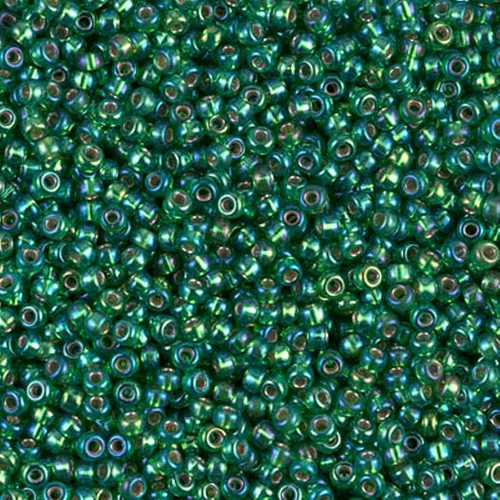 Vista 5 de Green AB Silver Lined Miyuki - Cuentas redondas japonesas de cristal rocailles 11/0 de aproximadamente 0.85 oz y 5 pulgadas