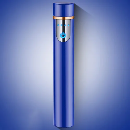 Vista 7 de Encendedor inteligente de huellas dactilares, recargable por USB, resistente al viento, sin llama, mini cilíndrico, azul