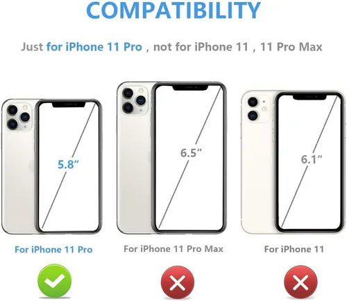 Vista 2 de OT ONETOP - Funda tipo cartera para iPhone 11 Pro con tarjetero y ranuras para tarjetas, doble cierre magnético y funda duradera a prueba de golpes