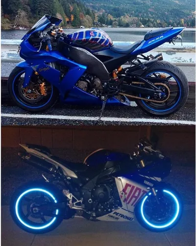 Vista 4 de Cinta reflectante azul de gran intensidad con derechos de autor de customTAYLOR33. Cinta de seguridad (Debes elegir el tamaño de la cinta), Azul