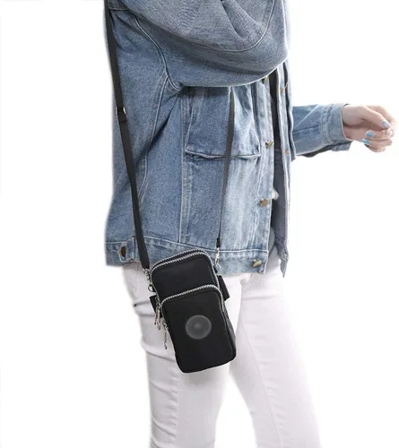 Vista 4 de ZGMYC Bolsa de 3 capas para teléfono celular, bolso de pulsera impermeable deportivo para el hombro, cartera