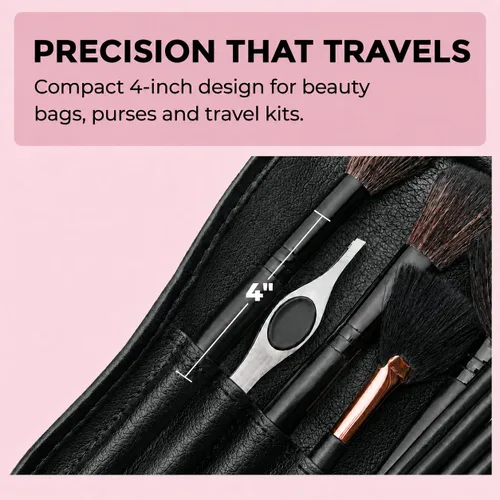 Vista 8 de Precision Tweezers for Eyebrows & Facial Hair Removal, Stainless Slant Tip Pinzas profesionales perfectamente alineadas y calibradas para pelos