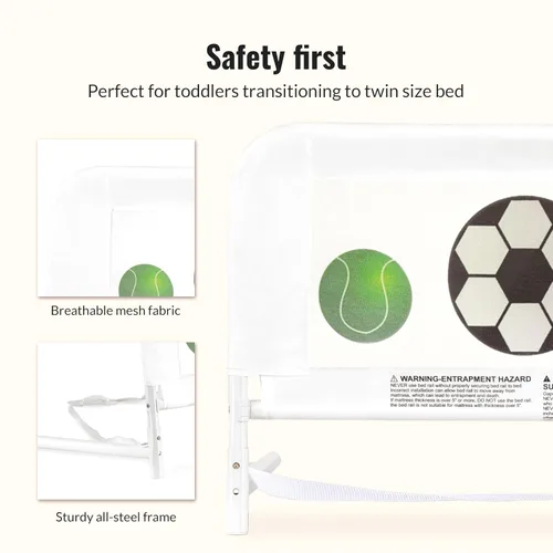 Vista 5 de Dream On Me Riel de cama de malla ajustable, dos niveles de altura, listo para usar, compatible con camas de tamaño individual, construcción