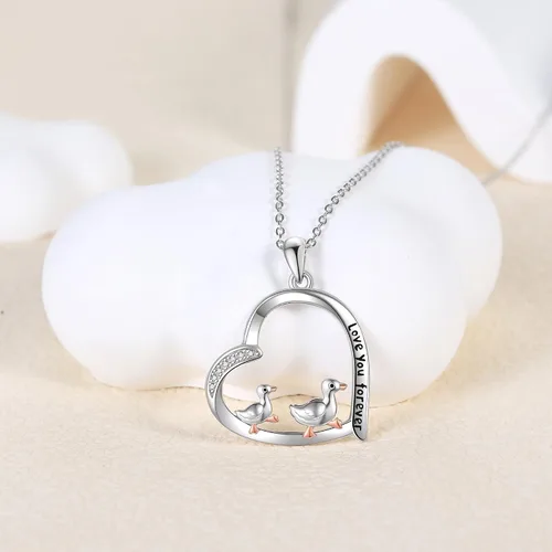 Vista 3 de JERWLI Animal Love Necklace 925 Sterling Silver Cute Animal Family Necklace Jewelry Gifts For Women Lover Mother