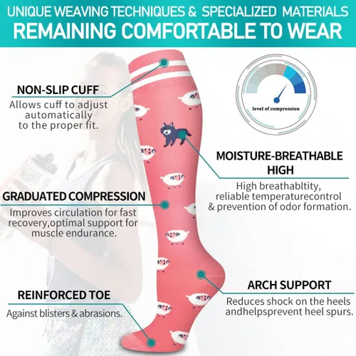 Vista 5 de Calcetines médicos de compresión de cobre para mujeres y hombres (6 pares), el mejor apoyo para correr, atletismo, enfermería, viajes