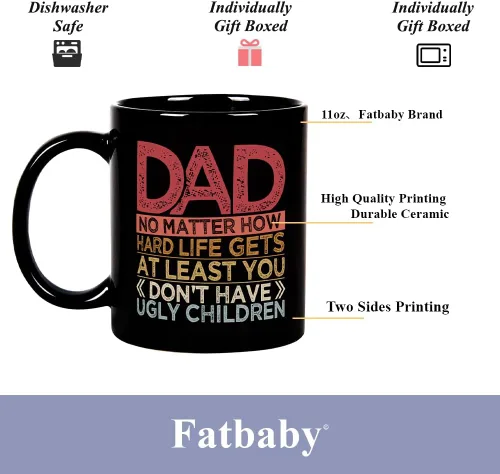 Vista 5 de Fatbaby Taza de café divertida para papá, cumpleaños humorístico, Día del Padre, Acción de Gracias, Navidad, regalos para papá, no tienes niños