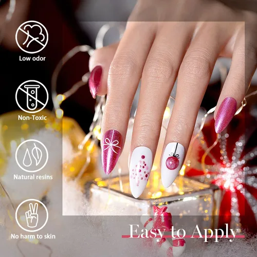 Vista 4 de RARJSM Juego de esmaltes de uñas de gel metalizados para arte de uñas, negro, plata, oro rosa, azul, verde, rojo, con brillantina, 12 colores, 0.2