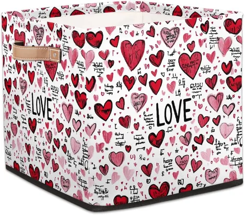Vista 33 de Cube Storage Bins for Shelves, Neon Blue And Purple Skull Flower Decorative Fabric Organizer Box with Handles for Living Room, Dorm Room, Classroom