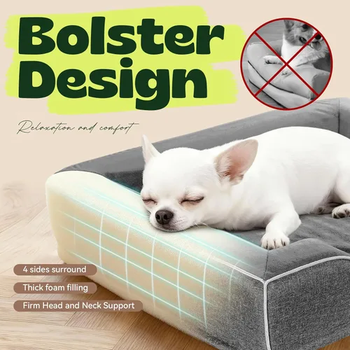 Vista 3 de Cama ortopédica para perros pequeños, sofá de espuma viscoelástica de gel refrescante para mascotas con funda extraíble lavable, cojín de espuma