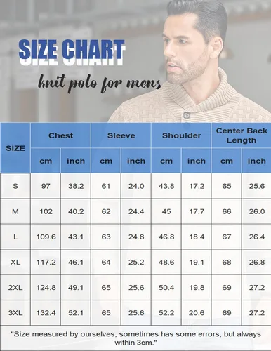 Vista 6 de COOFANDY Suéter de punto con cuello de chal para hombre, estilo casual, ajustado, con botones, texturizado