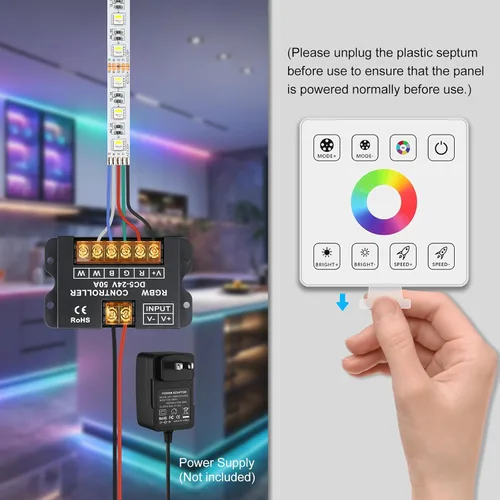 Vista 5 de Interruptor de atenuación LED RGBW, atenuador remoto inalámbrico LED RF