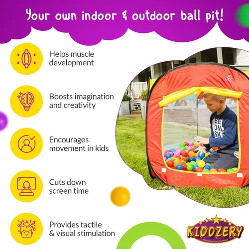Vista 7 de Piscina de Pelotas para Niños Tienda Emergente Grande para Niños Pequeños - Juguetes de Regalo para Interior y Exterior para Bebés Niñas y Niños