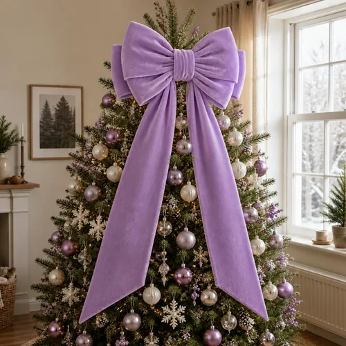 Vista 16 de Arco gigante de terciopelo para decoración de árbol de Navidad, 39 x Negro