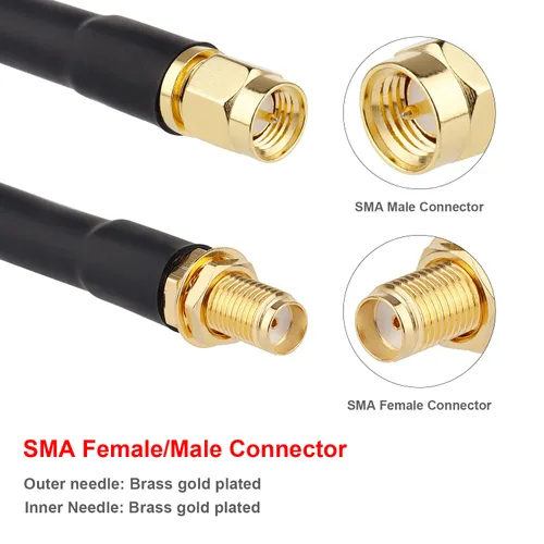 Vista 2 de XRDS -RF Cable SMA de 1 pie, cable de extensión SMA con conector SMA macho a SMA hembra de 50 ohmios KMR240 cable coaxial SMA de baja pérdida