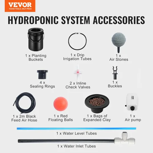 Vista 7 de VEVOR Sistema de Cultivo Hidropónico DWC, Sistema de Cultivo Hidropónico con Kit de Goteo Superior, Cultura de Agua Profunda de 5 Galones con Bomba