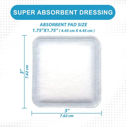 Vista 2 de MedVance Apósito súper absorbente, almohadillas no adhesivas para el cuidado de heridas, úlceras por presión y quemaduras de 1º/2º grado, absorción
