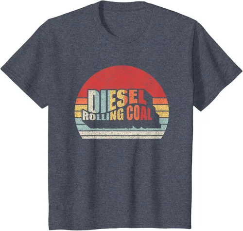 Vista 41 de Camiseta de camión diésel con motor diésel retro y divertido de carbón, Negro
