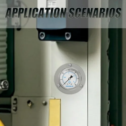 Vista 7 de MEANLIN MEASURE Medidor de presión relleno de líquido de 0 ~ 30 psi, montaje en panel de brida delantera, NPT de 1/4", esfera de cara de 2.5
