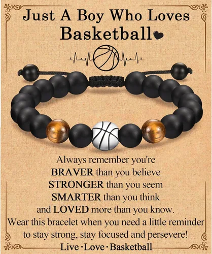 Vista 31 de EFVISD Pulsera de fútbol, baloncesto, béisbol, hockey para regalos para niños jugadores amantes de equipos, hijo, nieto, hermano, sobrino, amigo