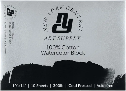 Vista 12 de New York Central Bloque de acuarela, prensa fría de 300 libras/22.58 oz/m², 4 x 10 pulgadas, 10 hojas en total, papel de acuarela archivado