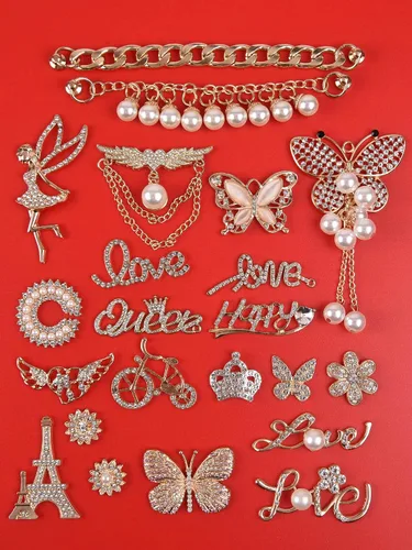 Vista 4 de Bling Jewelry - Abalorios de zapatos de diamantes esmaltados para decoración de zapatos con cadenas accesorios para zuecos para niñas y mujeres