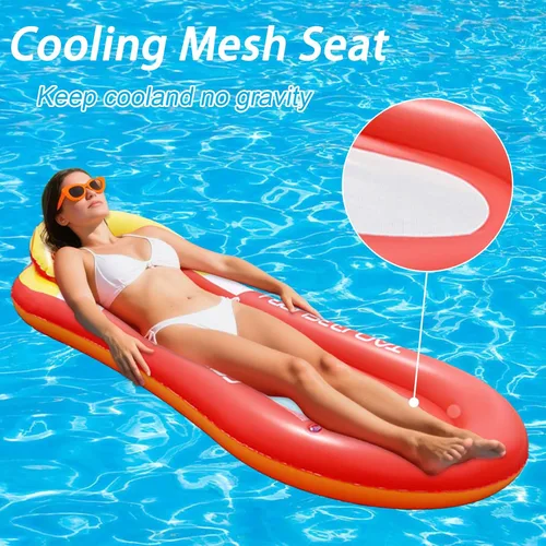 Vista 4 de Flotador de piscina para adultos, flotador inflable para piscina, balsa flotante, tumbonas con reposacabezas para playa, lago, piscina, piscina