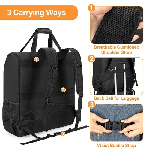 Vista 4 de Mochila para cochecito compatible con BABYZEN YOYO2, color negro, diseño patentado Asa acolchada envuelta, correa para el hombro, cinturón