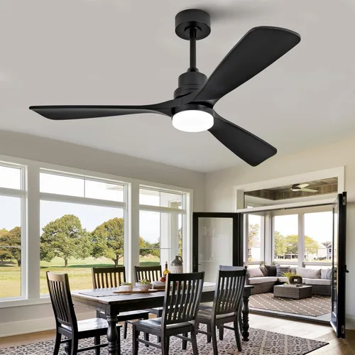 Vista 23 de Ventilador de techo de 42 pulgadas con luz, 3 aspas de madera maciza, control remoto, motor de CC silencioso reversible de 6 velocidades, ventilador