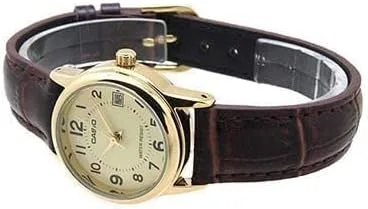 Vista 2 de EAW-LTP-V002GL-9BUDF Casio LTPV002GL-9B Reloj de cuarzo de cuero marrón para mujer, Reloj de cuarzo