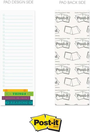 Vista 4 de Book Lover - Juego de 3 blocs de notas adhesivas coloridas para hacer, rastreadores de tareas de ratón de biblioteca de 3 x 8 pulgadas, 50 hojas por