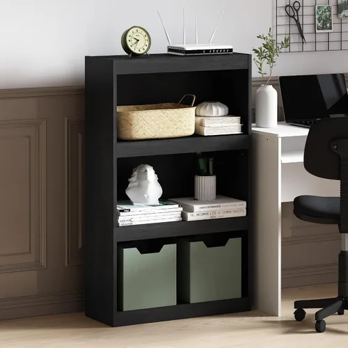 Vista 13 de Furinno Jaya - Estantería moderna de 3 niveles con estante ajustable, estantería con estante abierto, 9.5 x 24.5 x 40.3 pulgadas, para organización