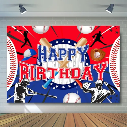 Vista 3 de Avezano Telón de fondo para fiesta de béisbol, decoración de fiesta temática de béisbol, fiesta de cumpleaños, pancarta colgante de pared