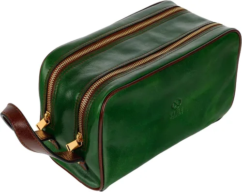 Vista 12 de Time Resistance Bolsa de cosméticos de cuero - Kit de aseo italiano Dopp (negro)