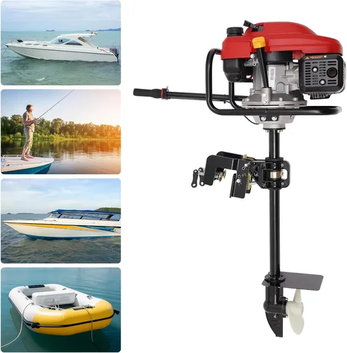 Vista 3 de Motor fuera de borda de 4 tiempos, motor fuera de borda profesional de 3.5 KW 200 CC, motor de lancha de pesca inflable resistente, con sistema CDI