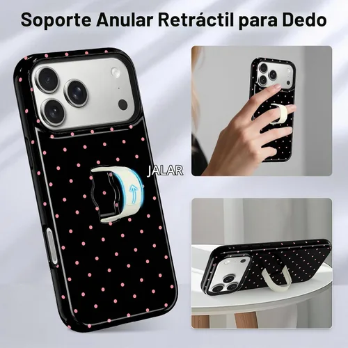 Vista 6 de KANGHAR Compatible con iPhone 17 Pro Case Spot Pattern - Negro Mancha rosada negra