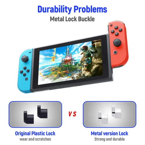 Vista 3 de Mcbazel Replacement Metal LR Lock Buckle Set with Open Tool for N-Switch Joy-Con